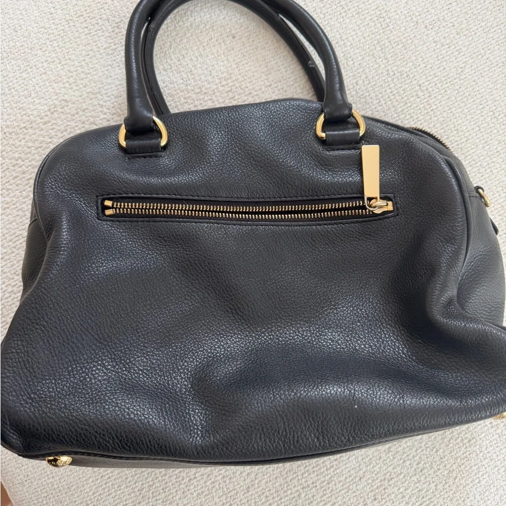 Michael Kors Black Pebbled Leather Tote with Gold Charm